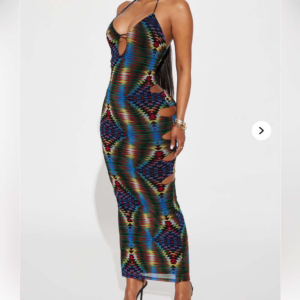 Multicolor Halter Maxi Dress